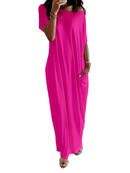 🔥🔥PROMOTION-Women's Solid Color Batwing Sleeve Lounge Dress