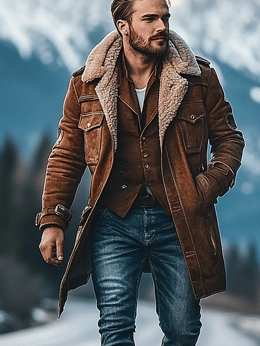 Men's Outdoor Retro Sports Pocket Long Jacket