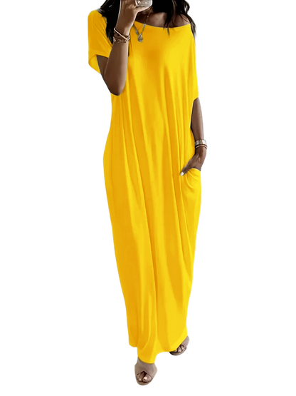 🔥🔥PROMOTION-Women's Solid Color Batwing Sleeve Lounge Dress