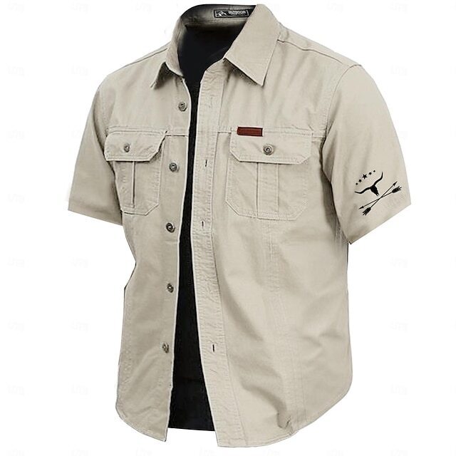 Cow Print Casual Men's work shirt short sleeve