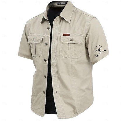 Cow Print Casual Men's work shirt short sleeve