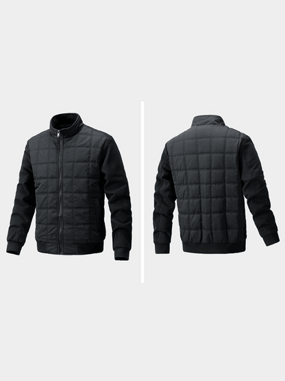 Men's Vintage Plaid Cotton Waffle Patchwork Casual Cotton Jacket